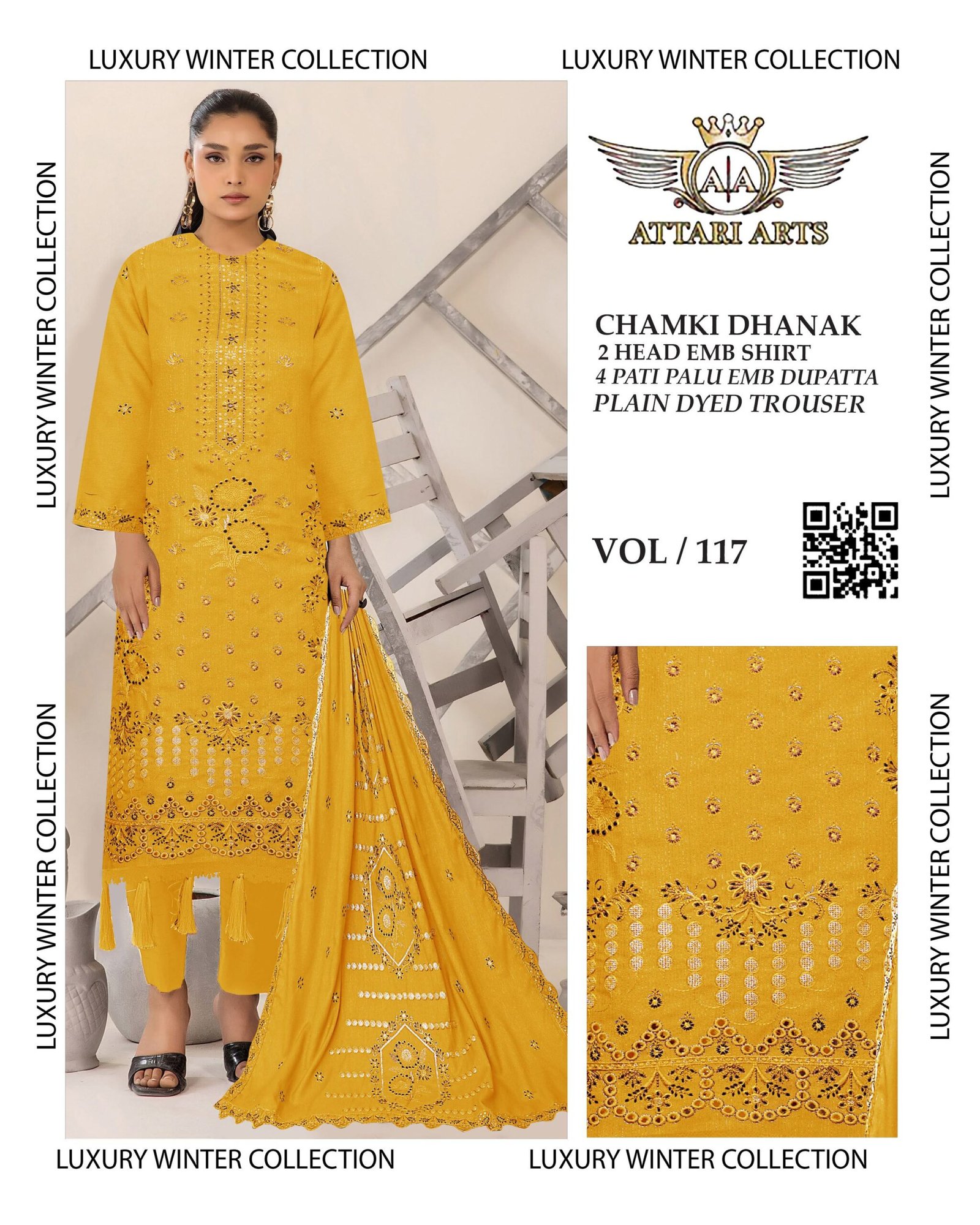 Premium Embroidered 3 Piece Suit for Women – VOL-117 - Image 3