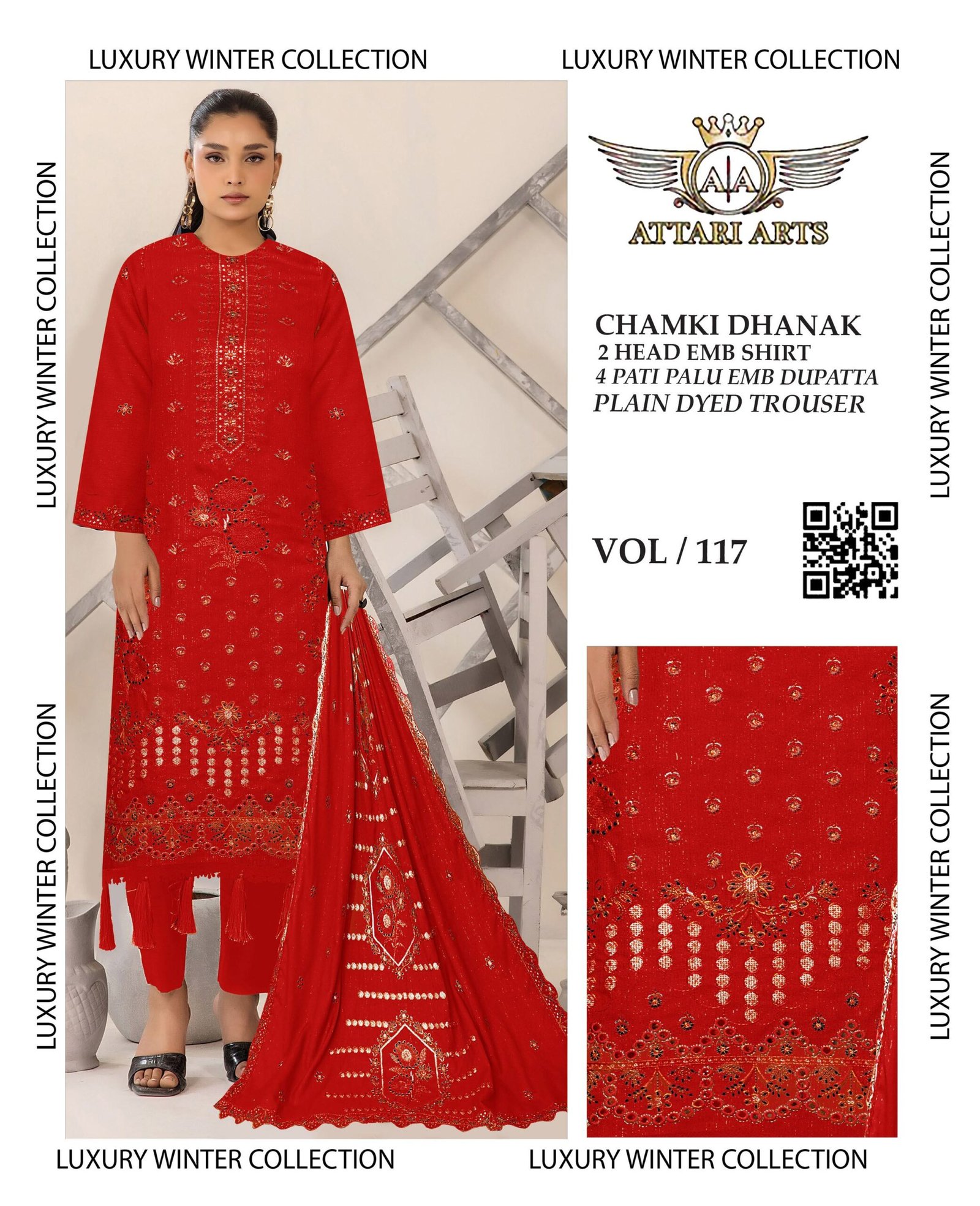 Premium Embroidered 3 Piece Suit for Women – VOL-117 - Image 4