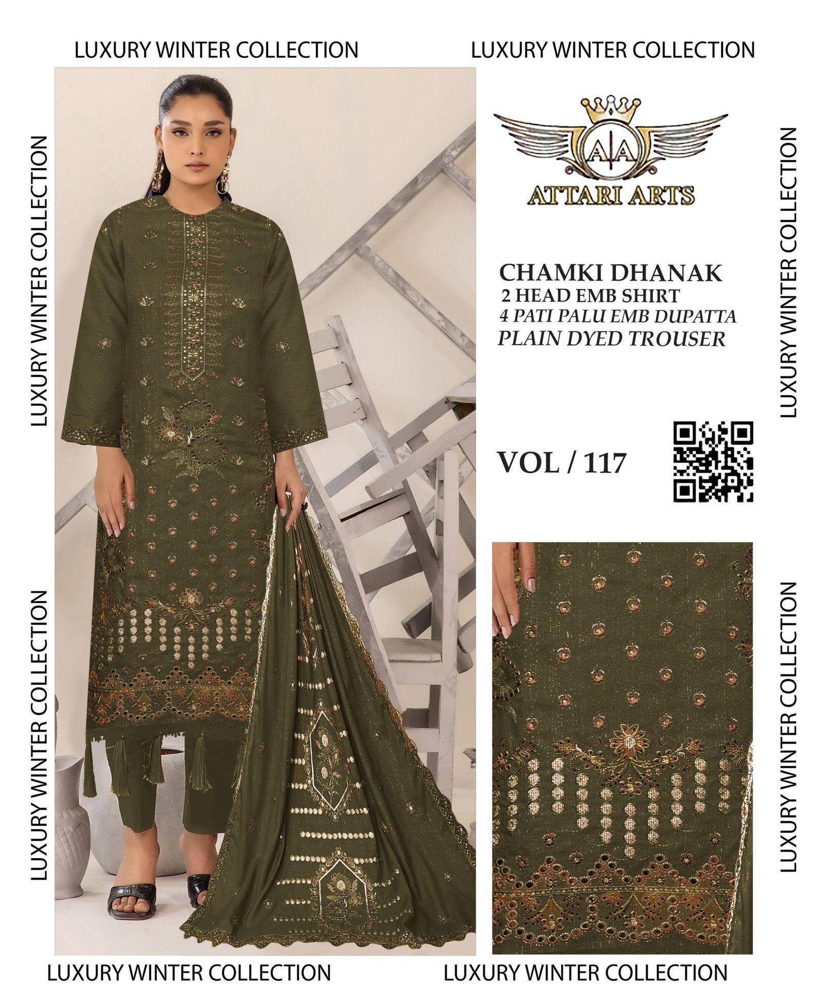 Premium Embroidered 3 Piece Suit for Women – VOL-117 - Image 5