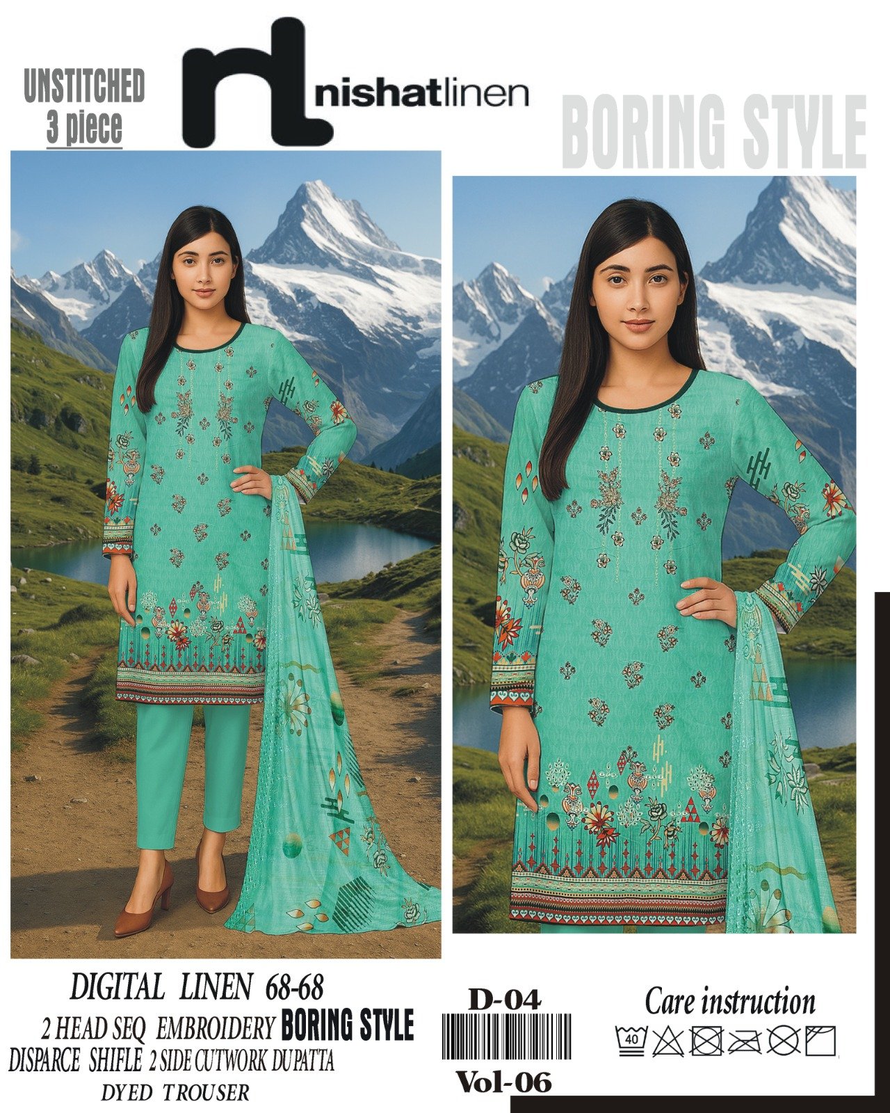 Nishat Linen Embroidered 3-Piece Suit Comfortable Design - Image 8