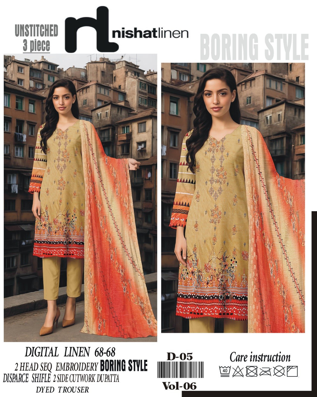 Nishat Linen Embroidered 3-Piece Suit Comfortable Design - Image 7