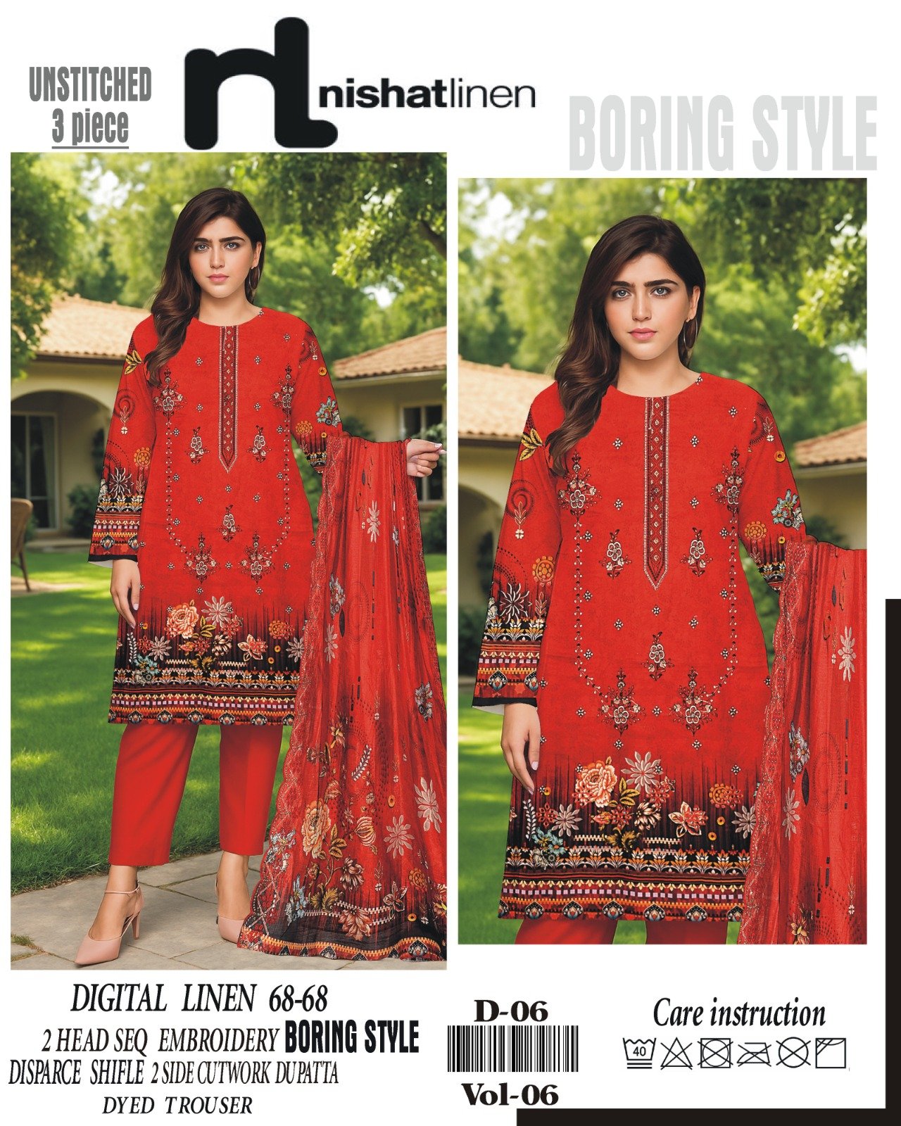 Nishat Linen Embroidered 3-Piece Suit Comfortable Design - Image 5