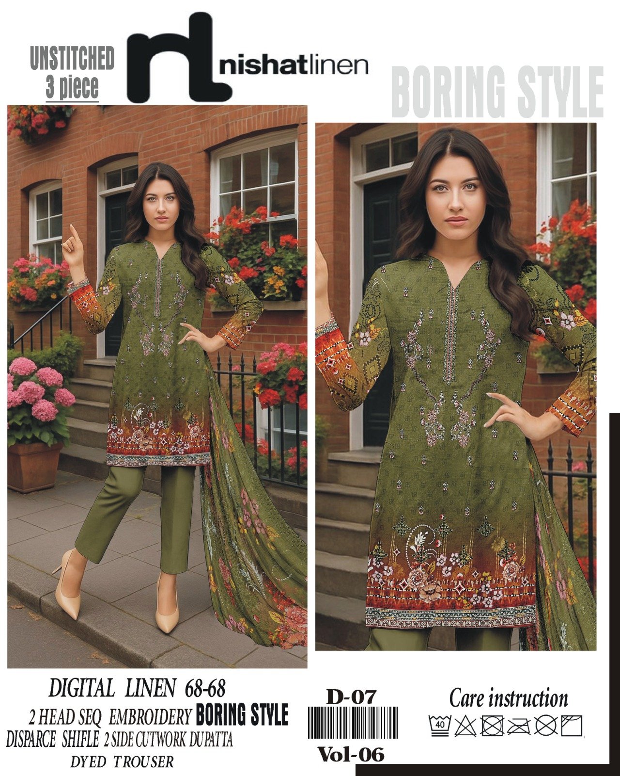 Nishat Linen Embroidered 3-Piece Suit Comfortable Design - Image 4