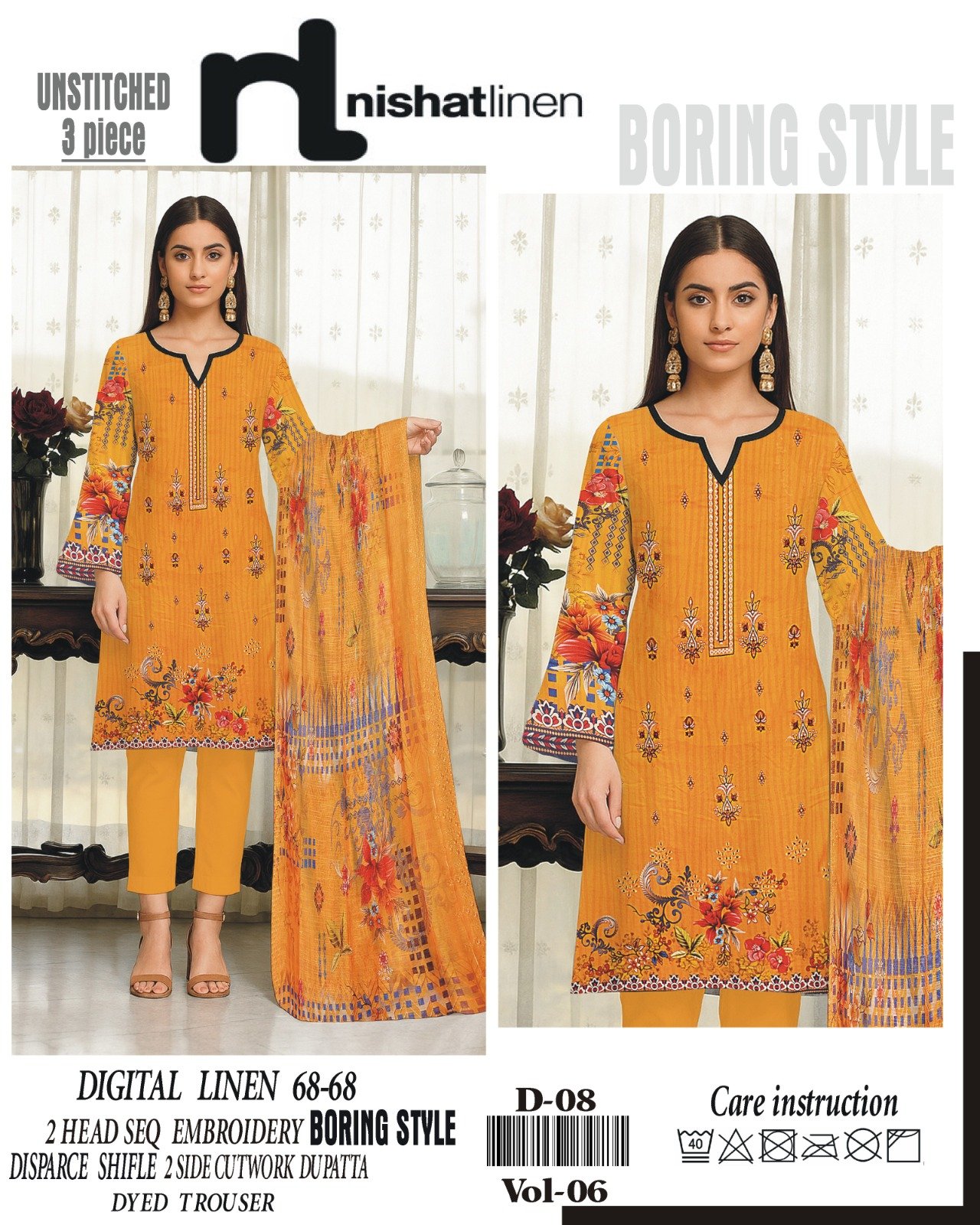 Nishat Linen Embroidered 3-Piece Suit Comfortable Design - Image 6