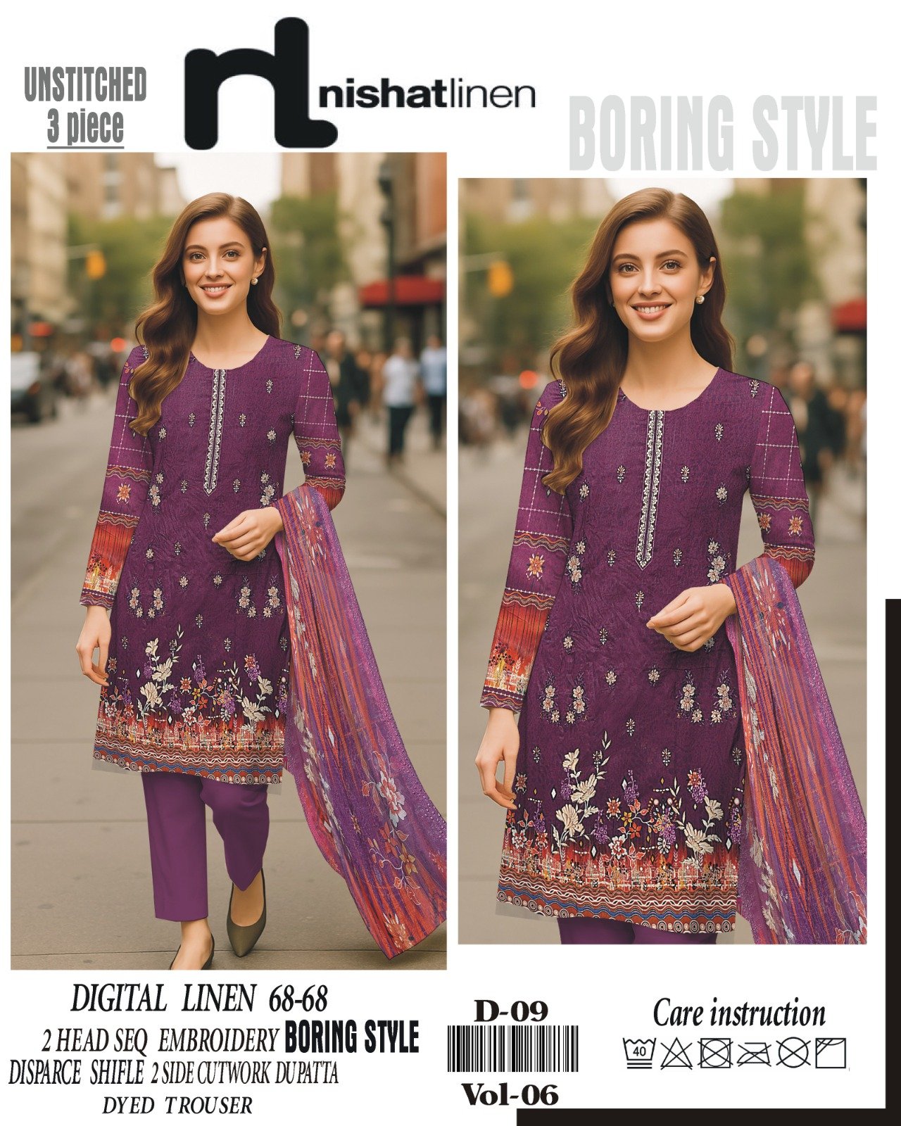 Nishat Linen Embroidered 3-Piece Suit Comfortable Design - Image 9