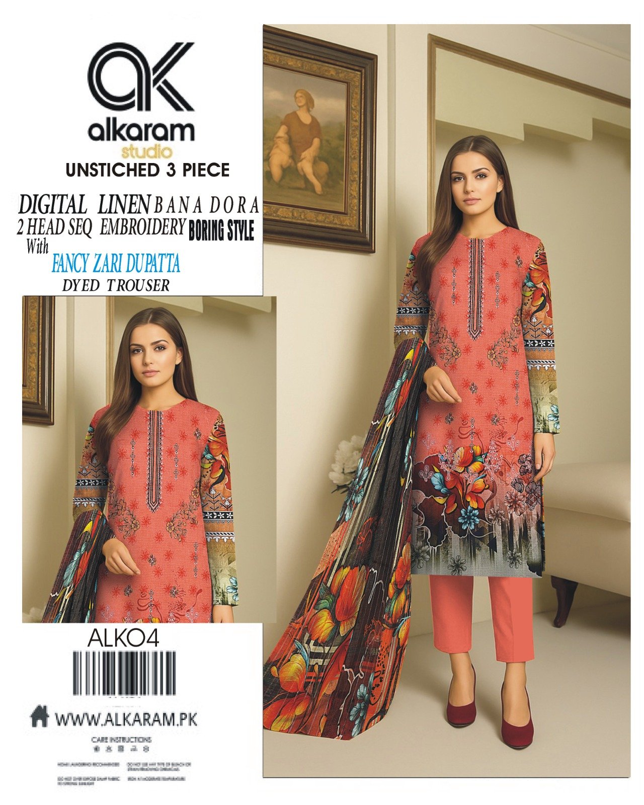 Linen Al Karam Stylish and Elegant 3-Piece Suit - Image 7