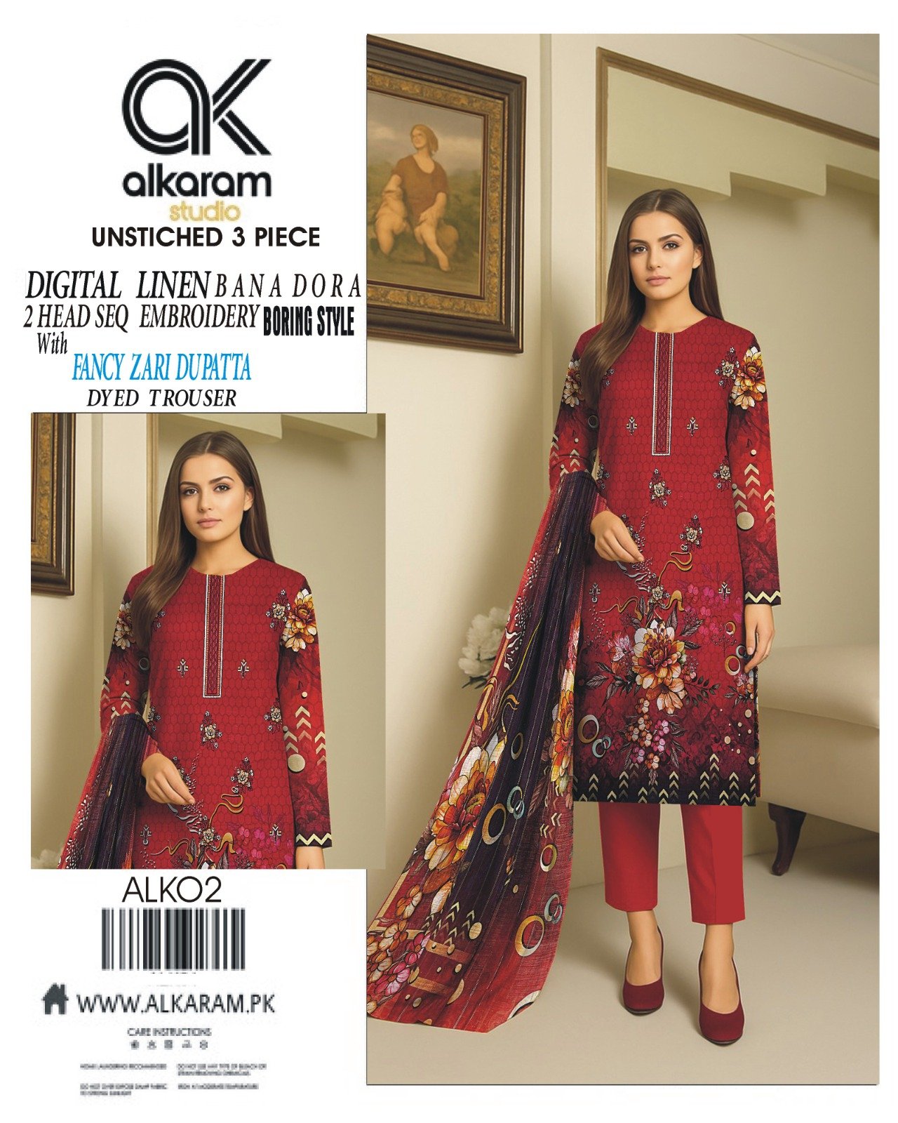 Linen Al Karam Stylish and Elegant 3-Piece Suit - Image 6