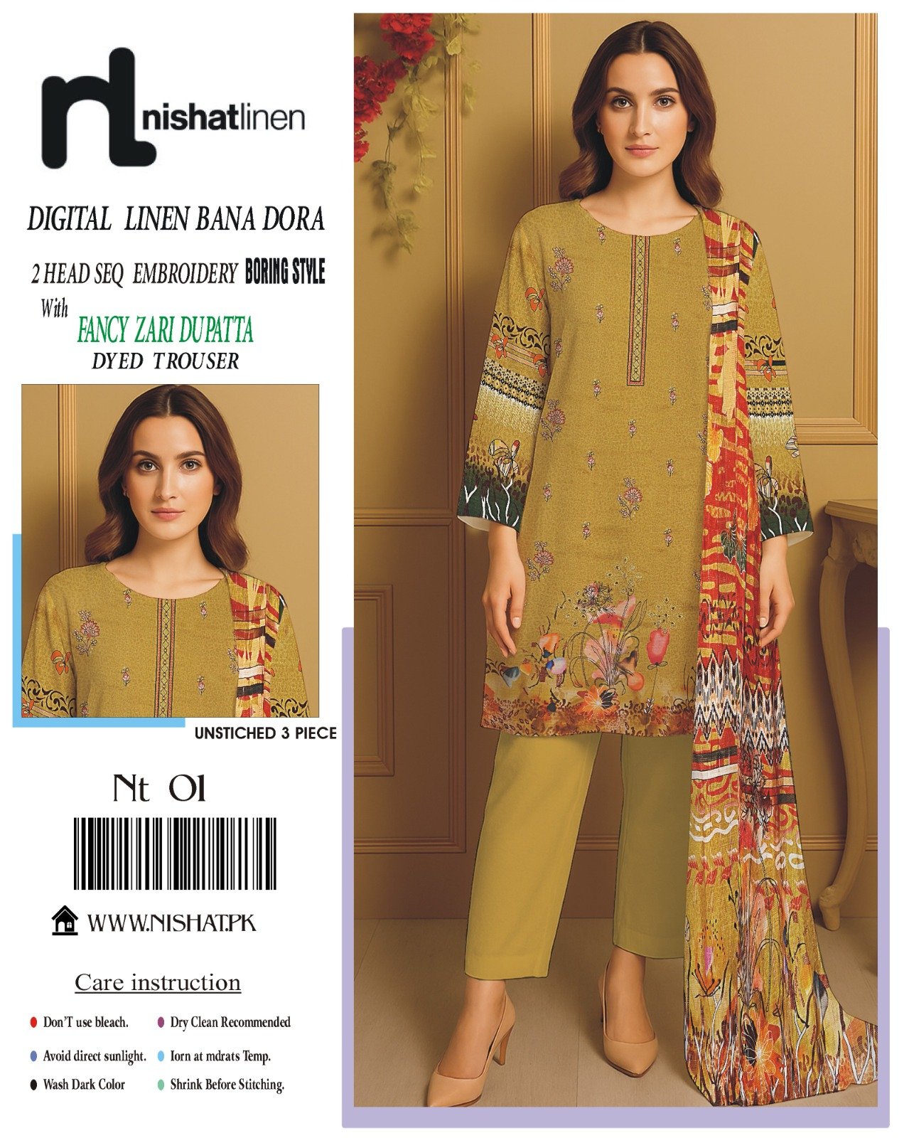 Bana Dora Linen Stylish 3-Piece Suit - Image 3