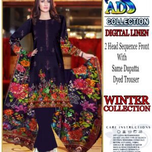 3 Piece Unstitched Digital Printed Linen Suit