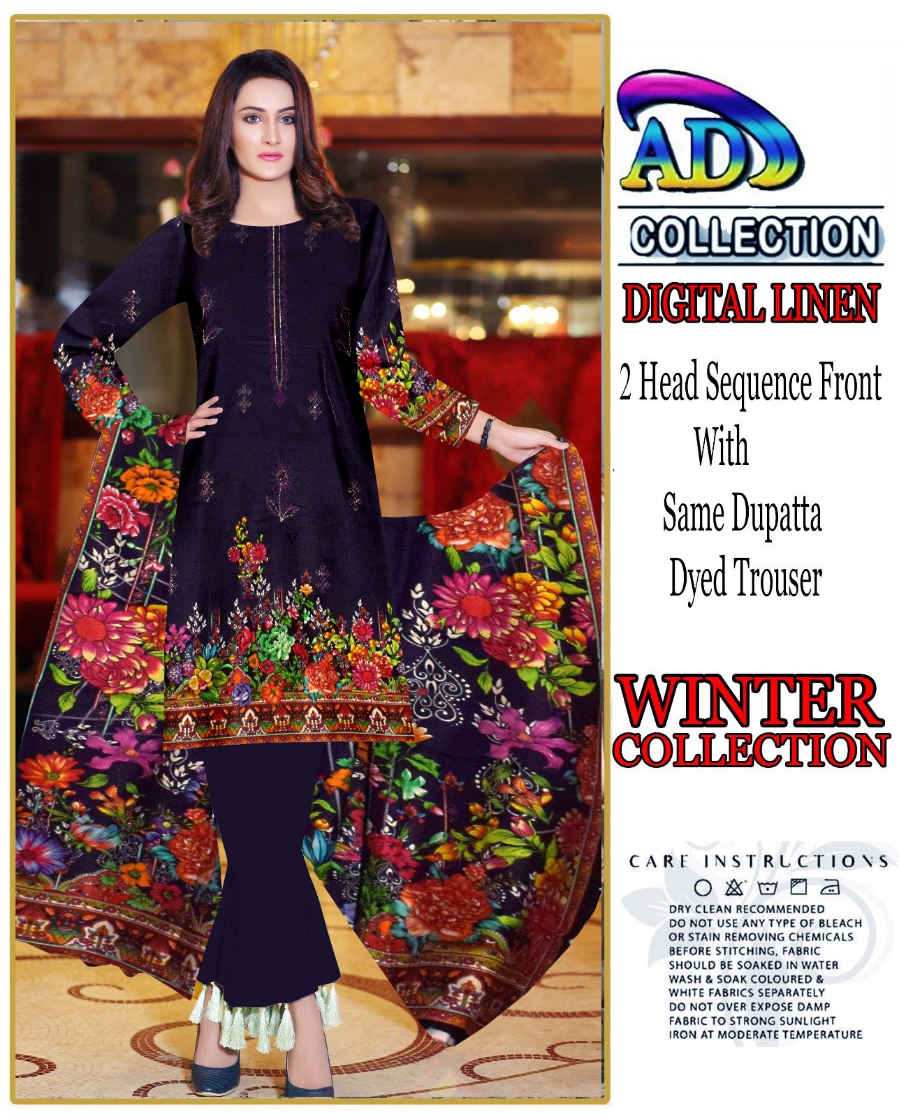 3 Piece Unstitched Digital Printed Linen Suit