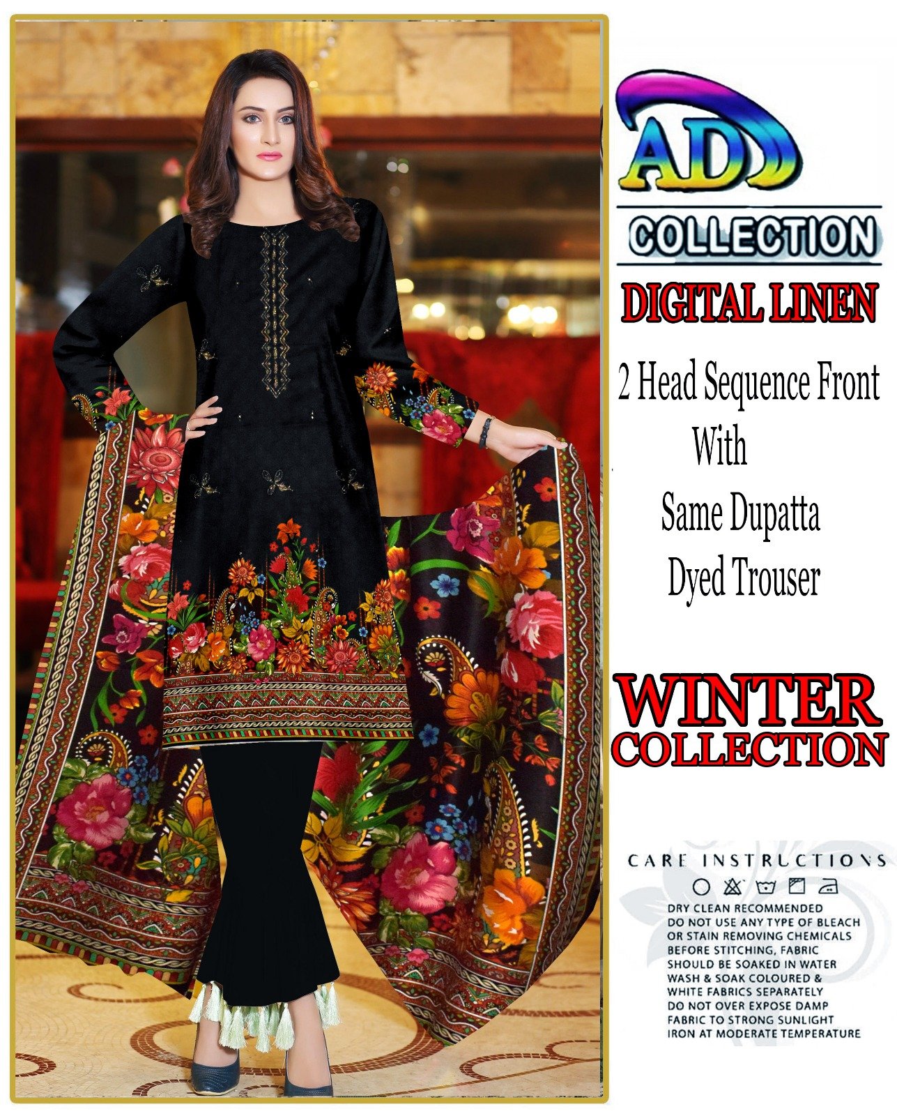 3 Piece Unstitched Digital Printed Linen Suit - Image 8