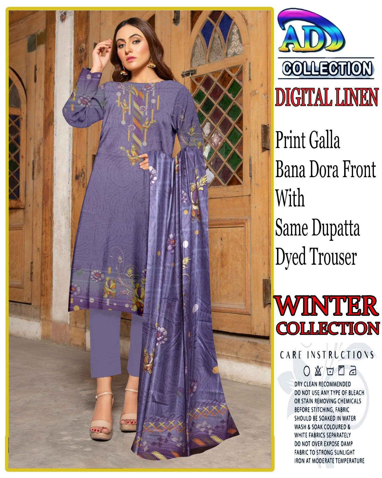 3 piece Digital Linen Winter Suit - Image 6