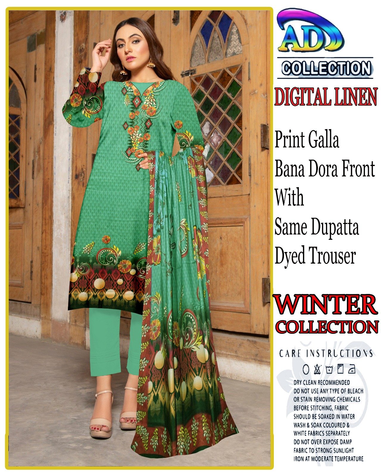 3 piece Digital Linen Winter Suit - Image 3