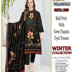 3 Piece Digital Printed Linen Winter Collection