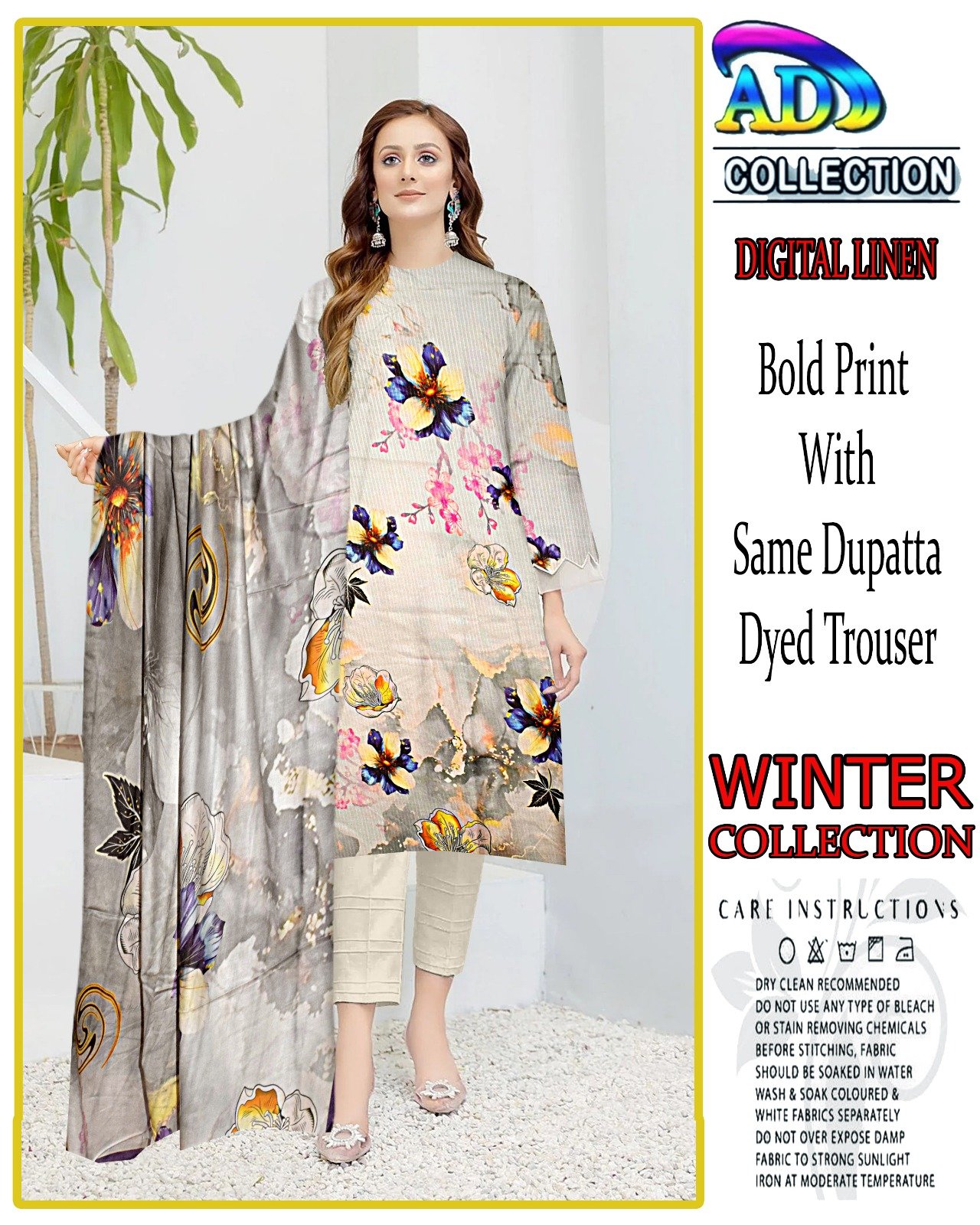 3 Piece Digital Printed Linen Winter Collection - Image 2