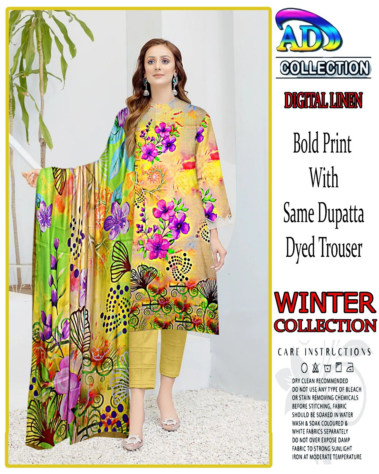 3 Piece Digital Printed Linen Winter Collection - Image 3