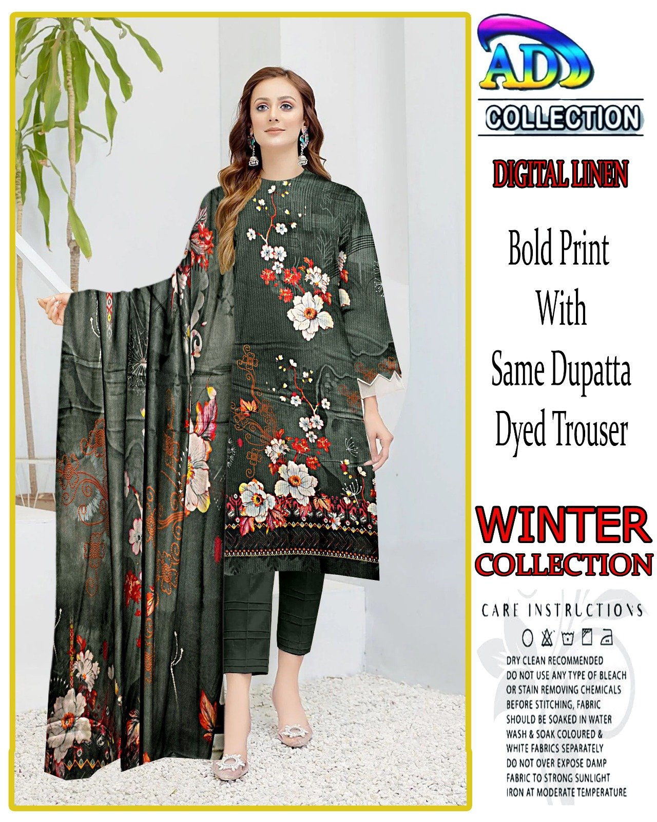 3 Piece Digital Printed Linen Winter Collection - Image 5