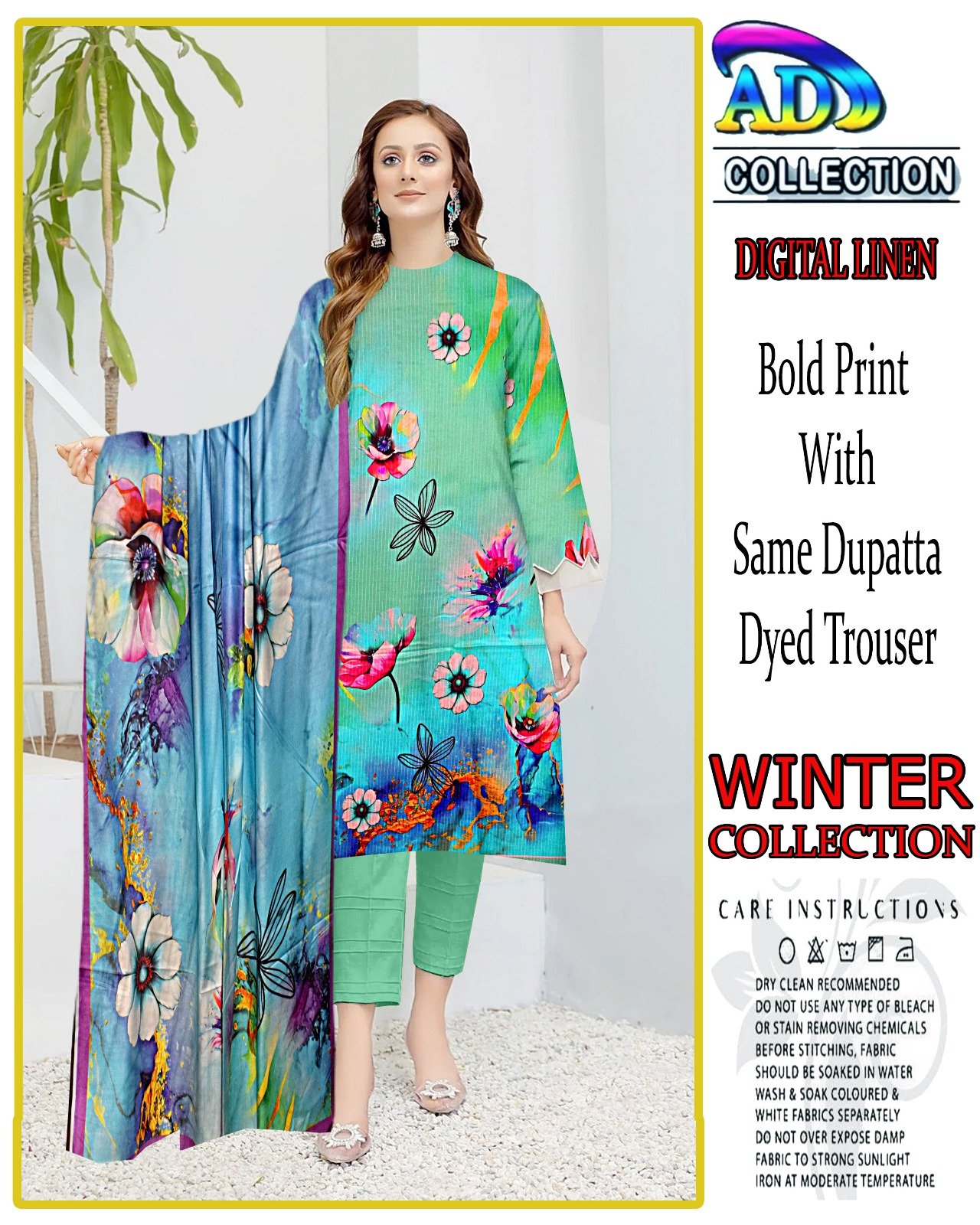 3 Piece Digital Printed Linen Winter Collection - Image 6