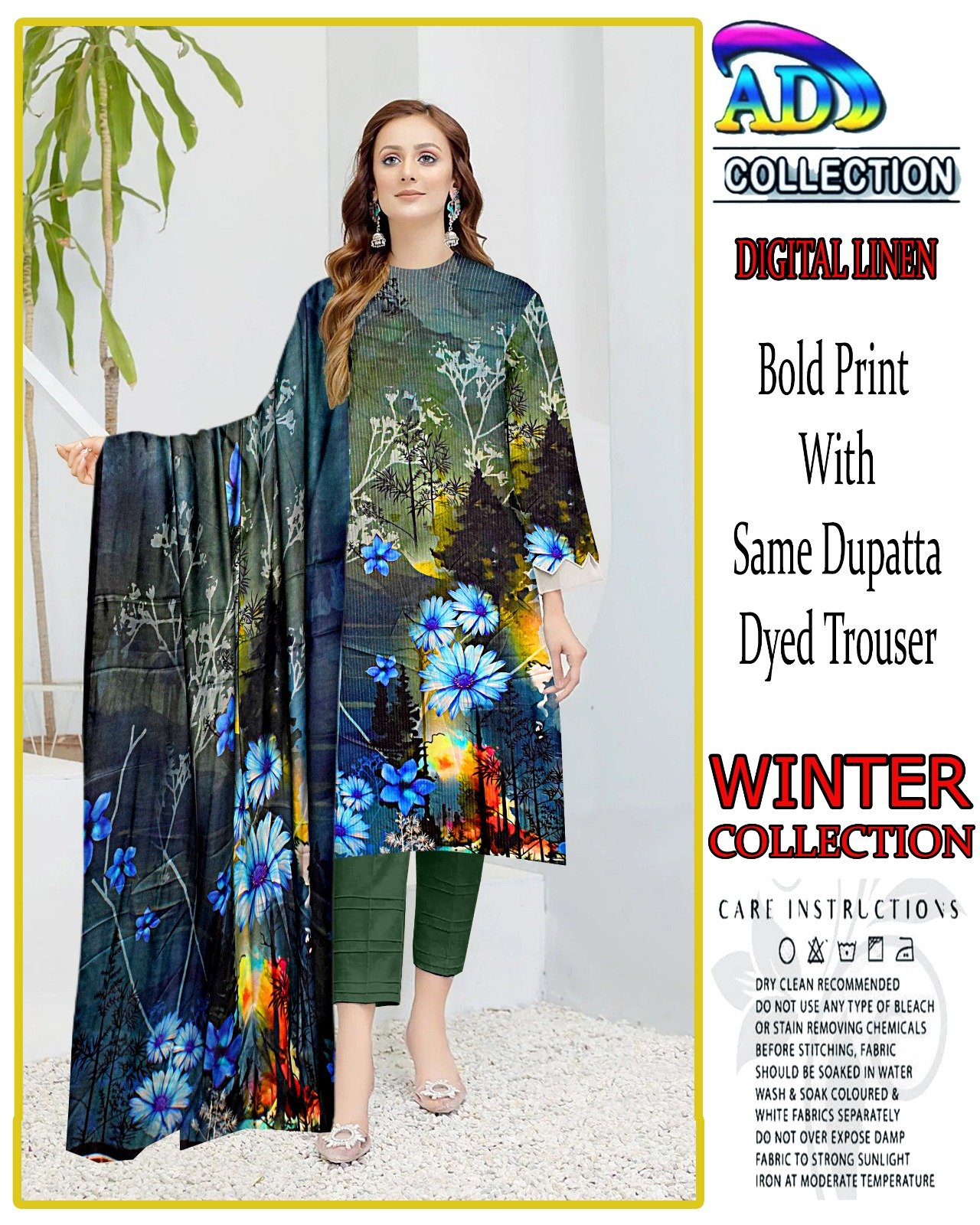 3 Piece Digital Printed Linen Winter Collection - Image 9