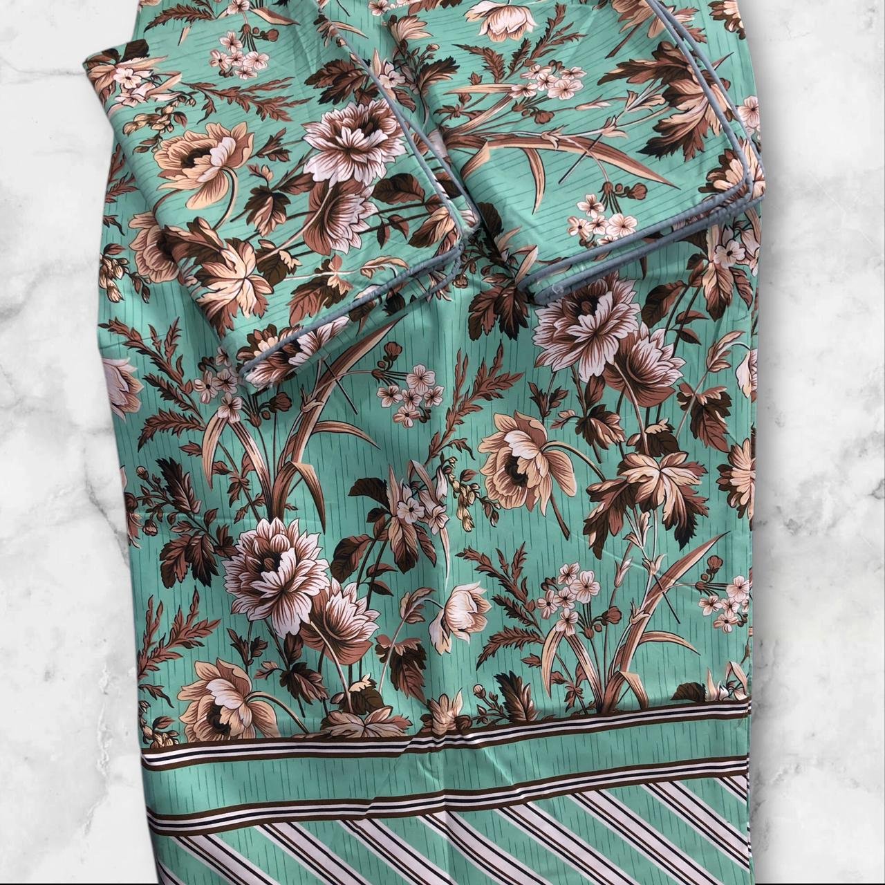 Premium Diamond Cotton Satin Queen Size Bed Sheets Set Pakistan - Image 5