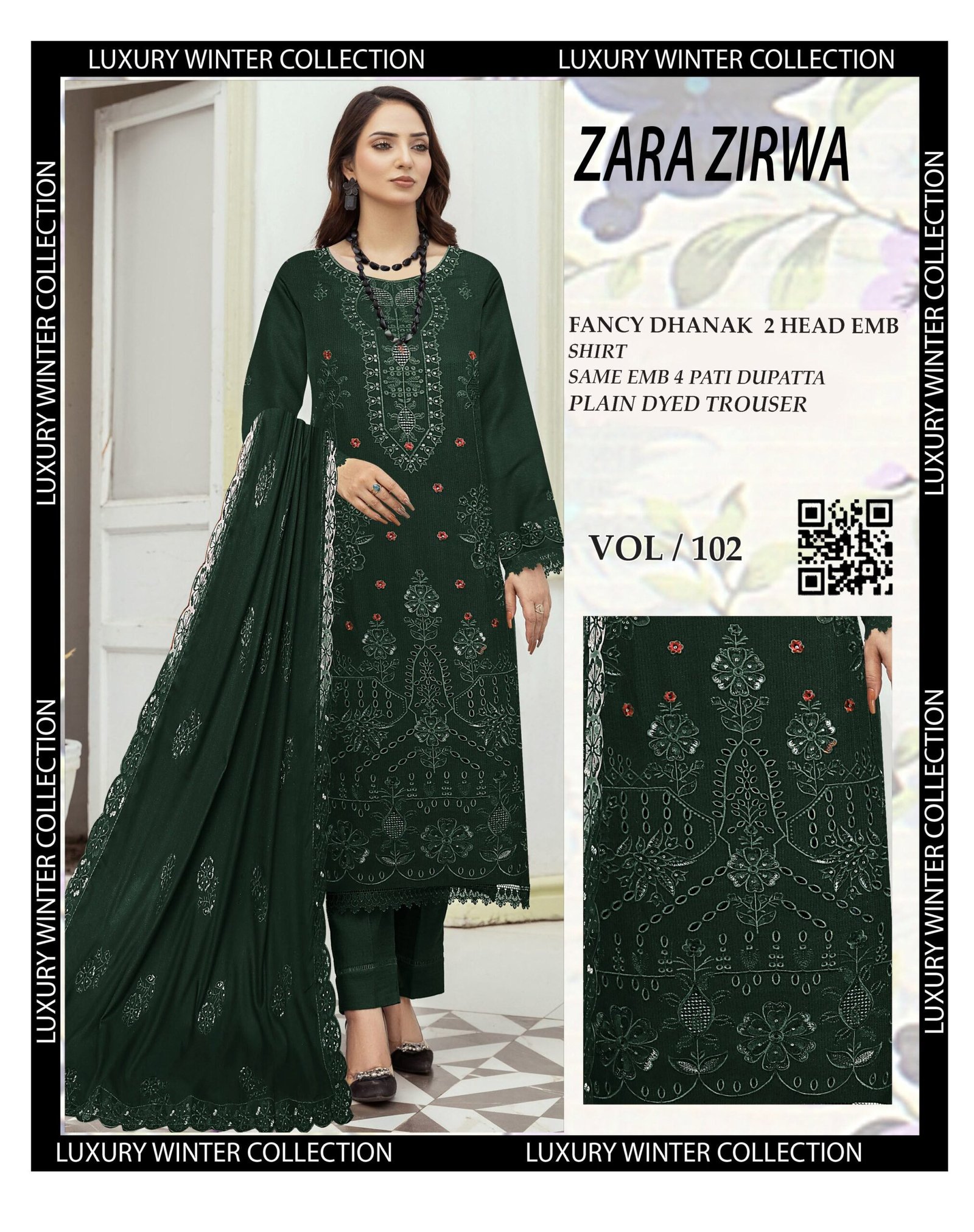 Stylish Printed Viscose Unstitched 3 Piece Dress – VOL-102