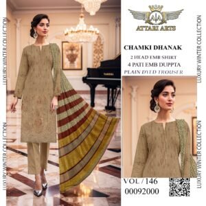 Designer Chamki Dhanak Embroidered 3Pc Dress | New Arrival VOL-146