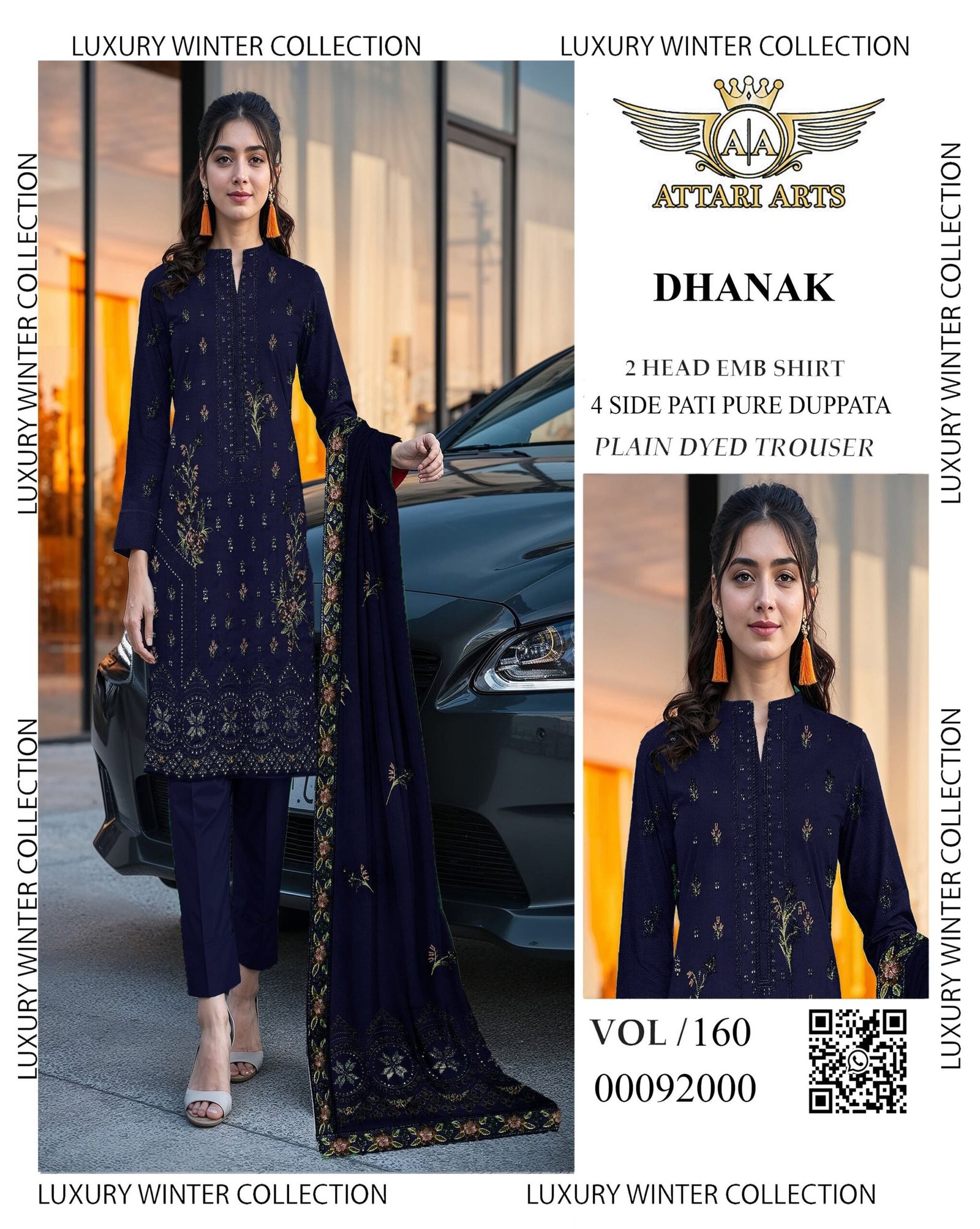 New Arrival Chamki Dhanak Embroidered Fabric | VOL-160