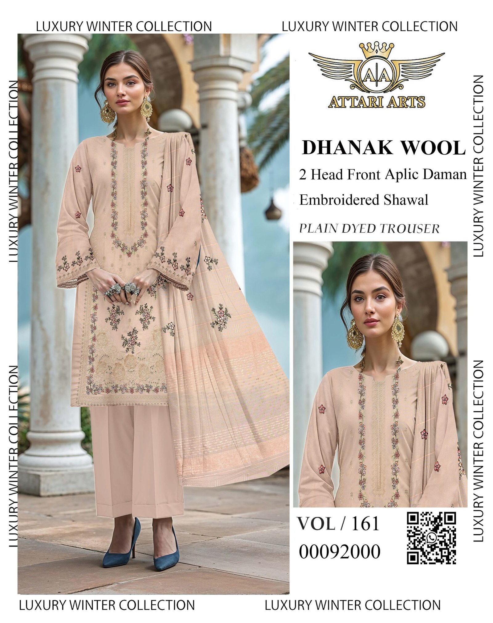 Luxury Chamki Dhanak Embroidered Fabric | VOL-161 - Image 4