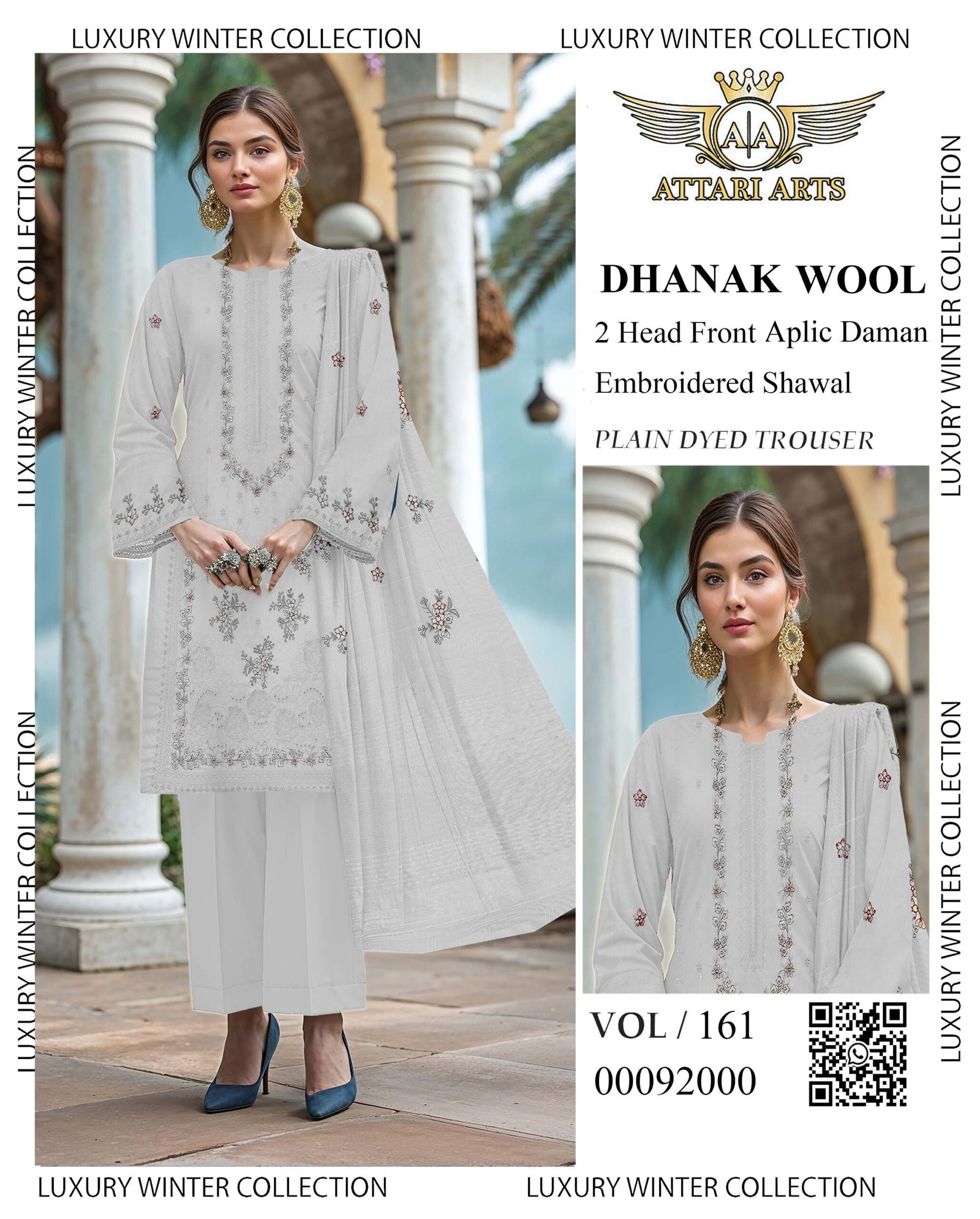 Luxury Chamki Dhanak Embroidered Fabric | VOL-161 - Image 3