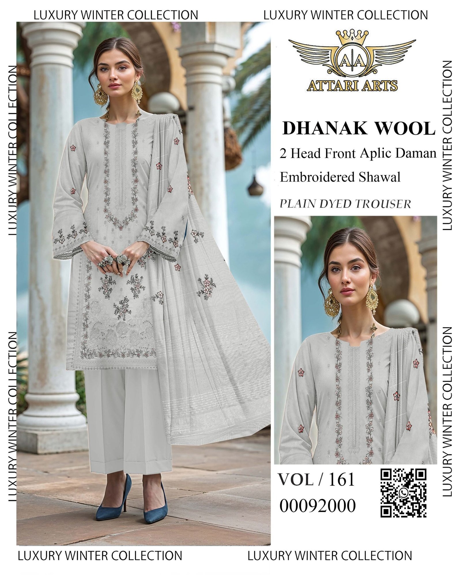 Luxury Chamki Dhanak Embroidered Fabric | VOL-161 - Image 5