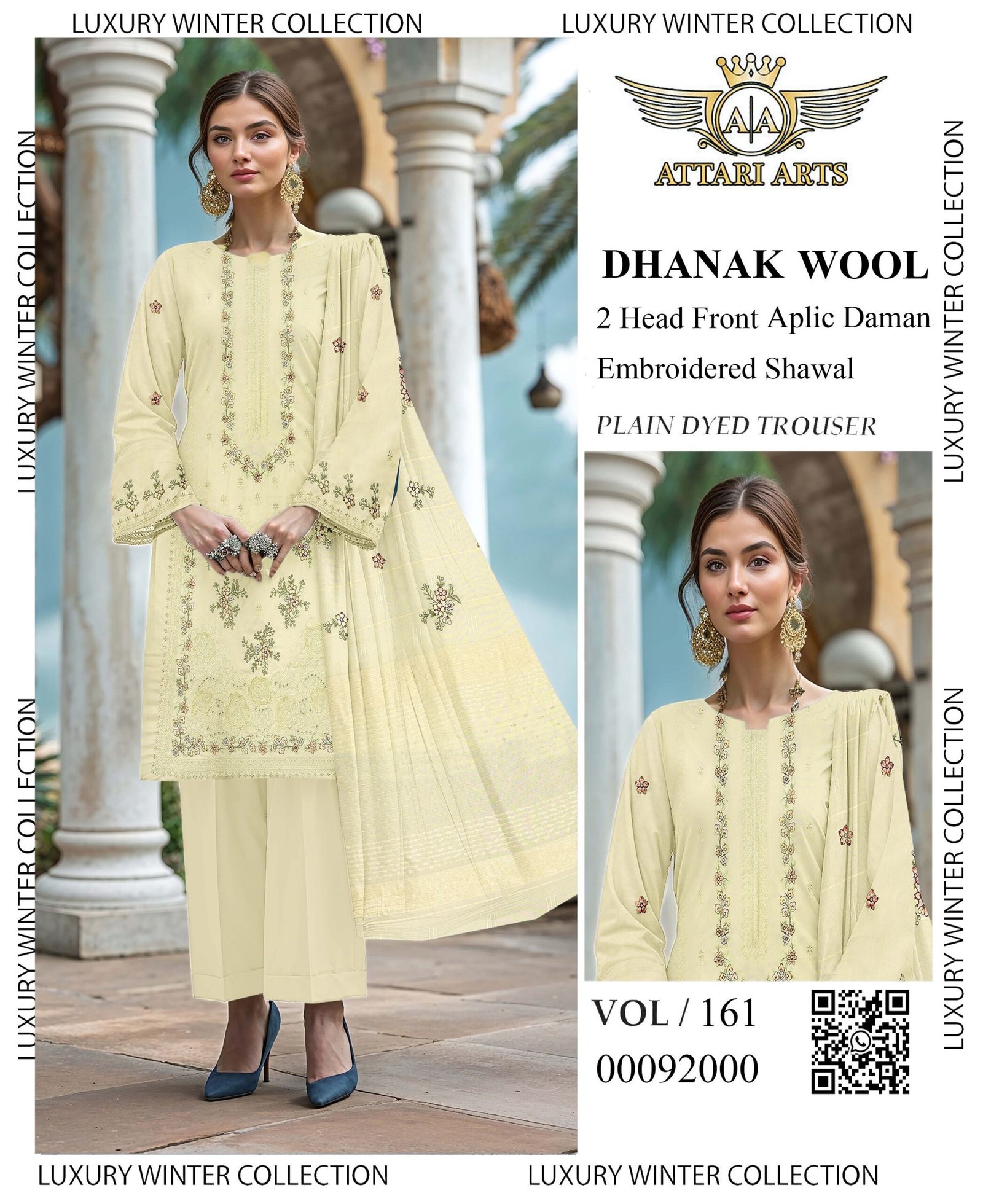 Luxury Chamki Dhanak Embroidered Fabric | VOL-161 - Image 6