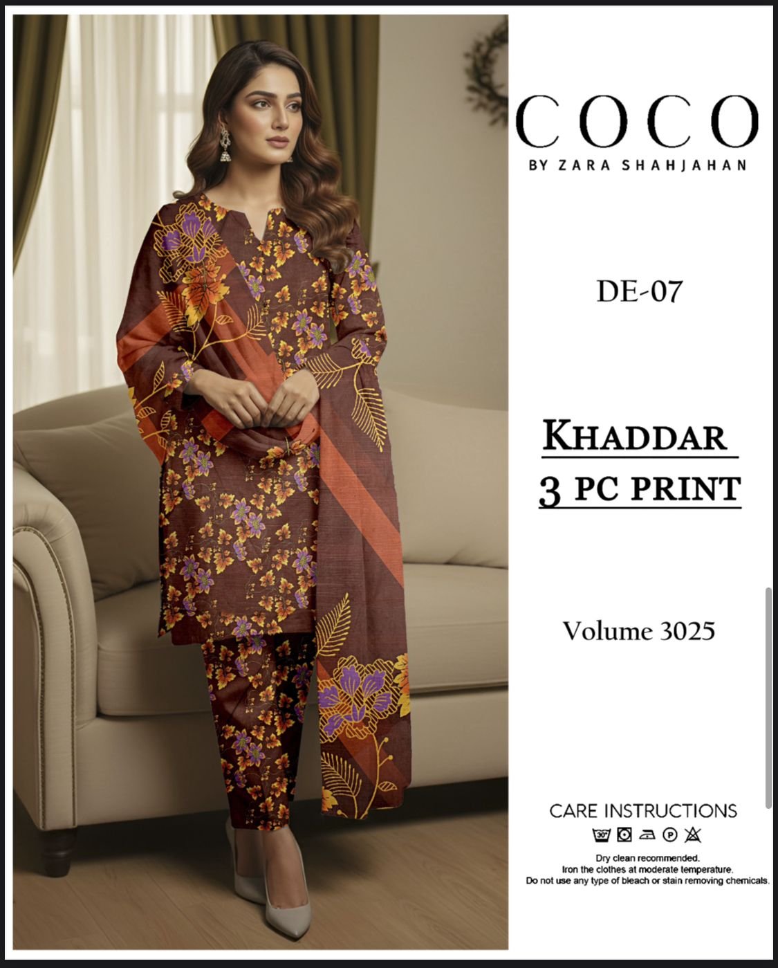 3 PC Printed Khaddar Winter Collection - Image 4