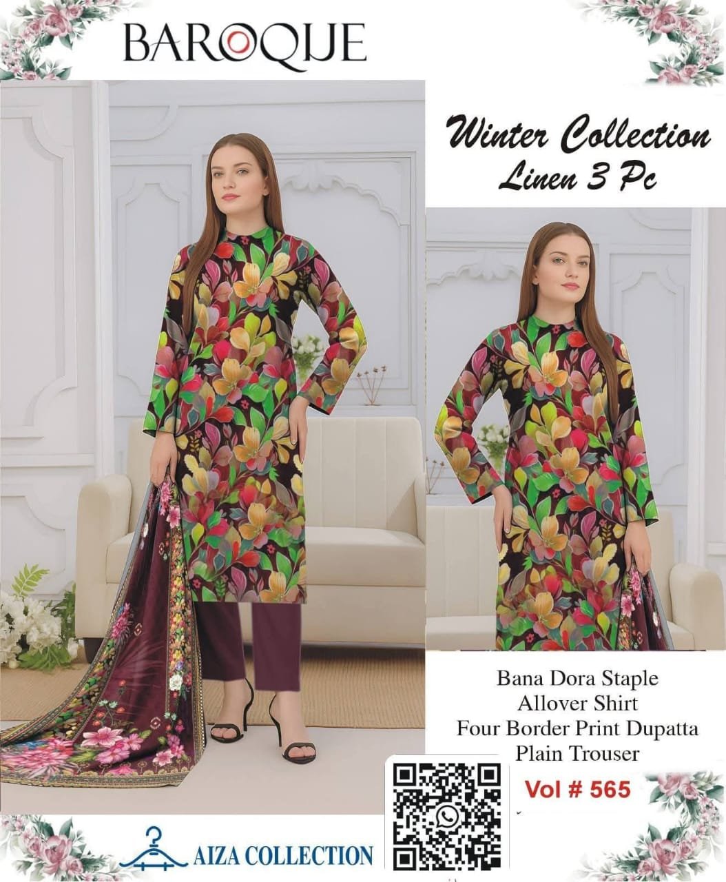 Bana Doria 3PC Printed Linen