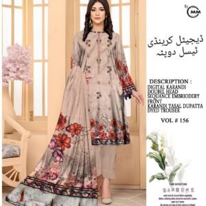 Digital Karandi Double Head Embroidery with Tasal Dupatta