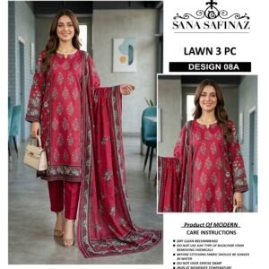 Modern Lawn A+ Neck Embroidery 3P Suit for Women