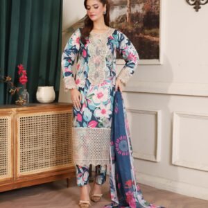 3PC Embroidered Lawn Dress Summer Collection in Pakistan