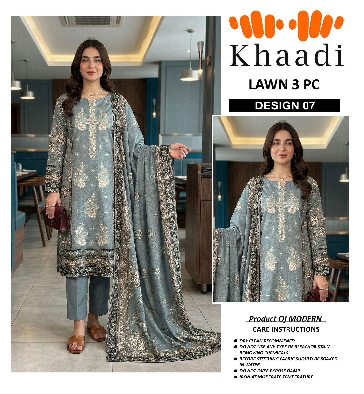 Premium A+ Modern Lawn 3 Piece Neck Embroidered Suit