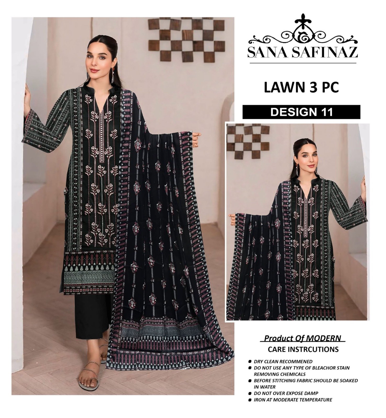Premium A+ Modern Lawn 3 Piece Neck Embroidered Suit - Image 2