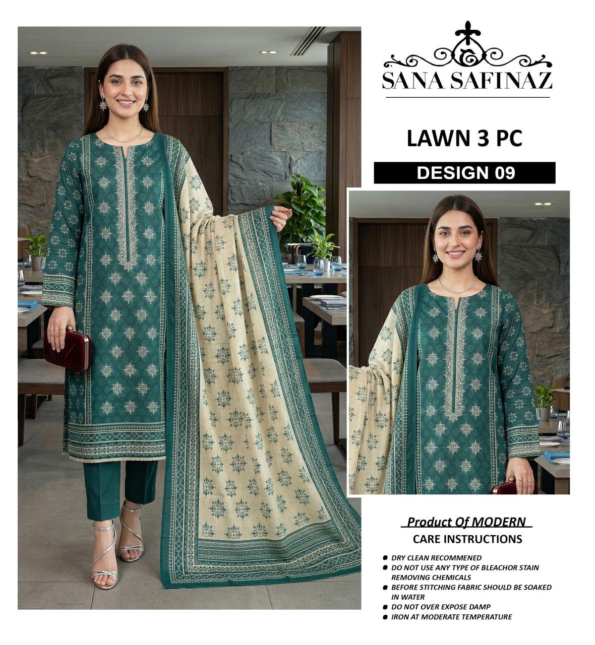 Premium A+ Modern Lawn 3 Piece Neck Embroidered Suit - Image 4