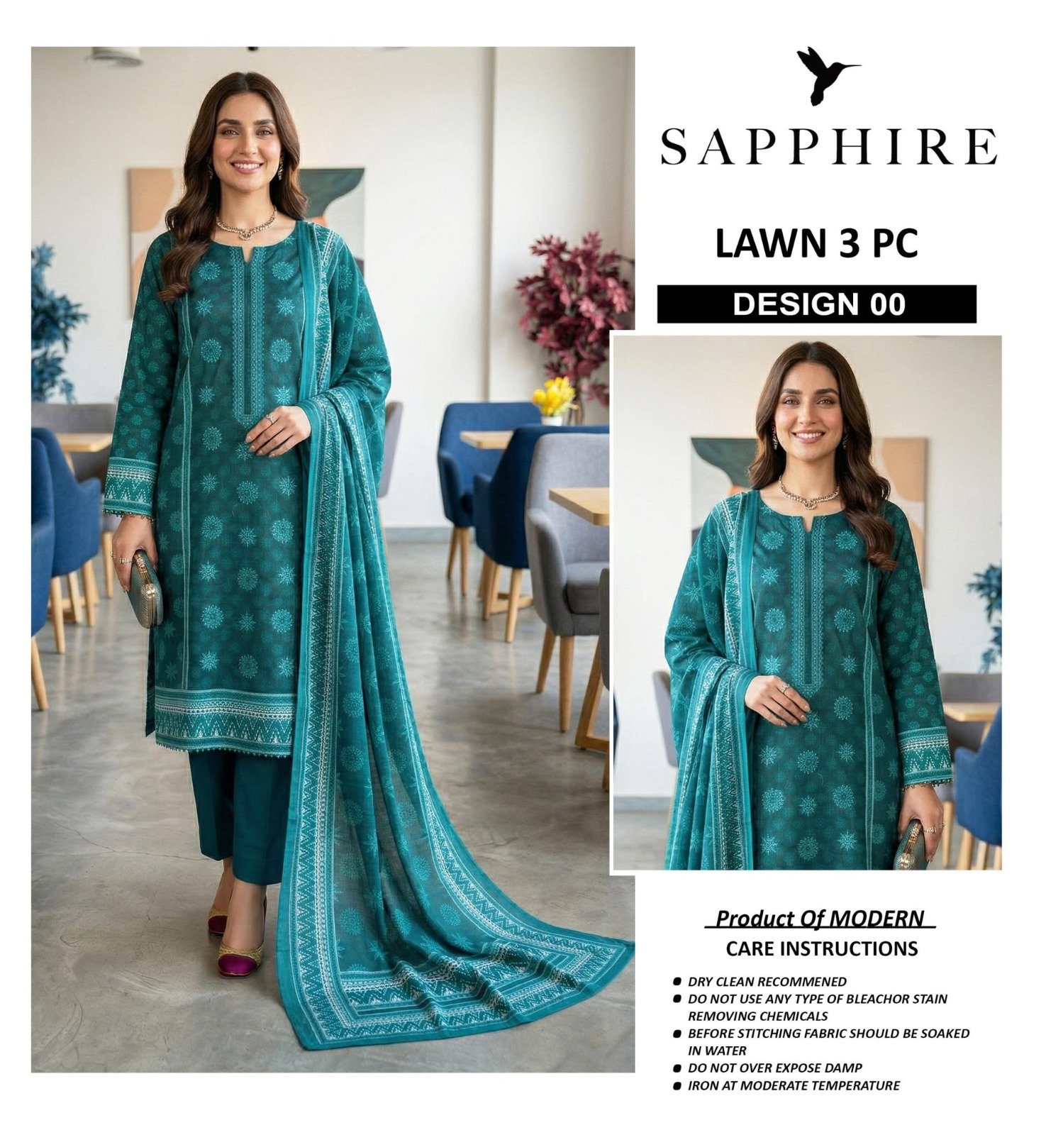 Premium A+ Modern Lawn 3 Piece Neck Embroidered Suit - Image 5