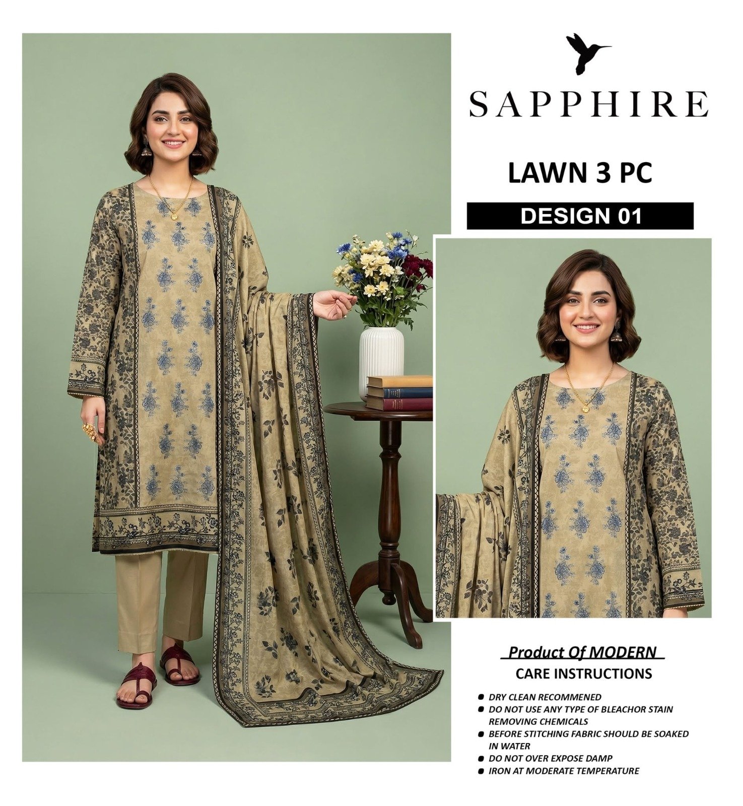 Premium A+ Modern Lawn 3 Piece Neck Embroidered Suit - Image 12