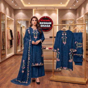 floral cotton lawn suit, ladies designer 3pc set, stitched summer lawn dress, women floral embroidered outfit, Pakistan designer lawn apparel, breathable lawn stitched wear, casual floral 3 piece suit, boutique floral lawn stock, elegant women cotton set, wholesale in Pakistan garments