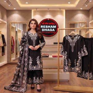 cotton 3pc stitched suit, online ladies embroidered dress, Pakistan best price cotton suit, ready to wear 3 piece outfit, stitched cotton women apparel, boutique cotton stitched stock, affordable embroidered cotton set, summer cotton dress Pakistan, women online clothing store, wholesale in Pakistan garments