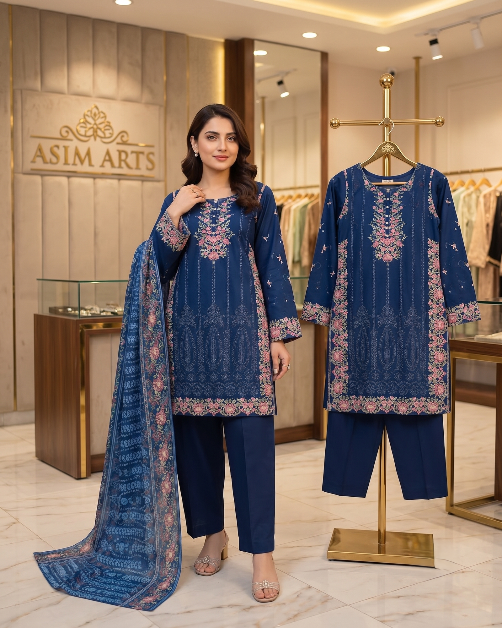 chicken kari lawn suit, lawn 3 piece suit, embroidered lawn suit, gala daman suit, monal dupatta suit, cotton trouser lawn set, summer lawn collection
