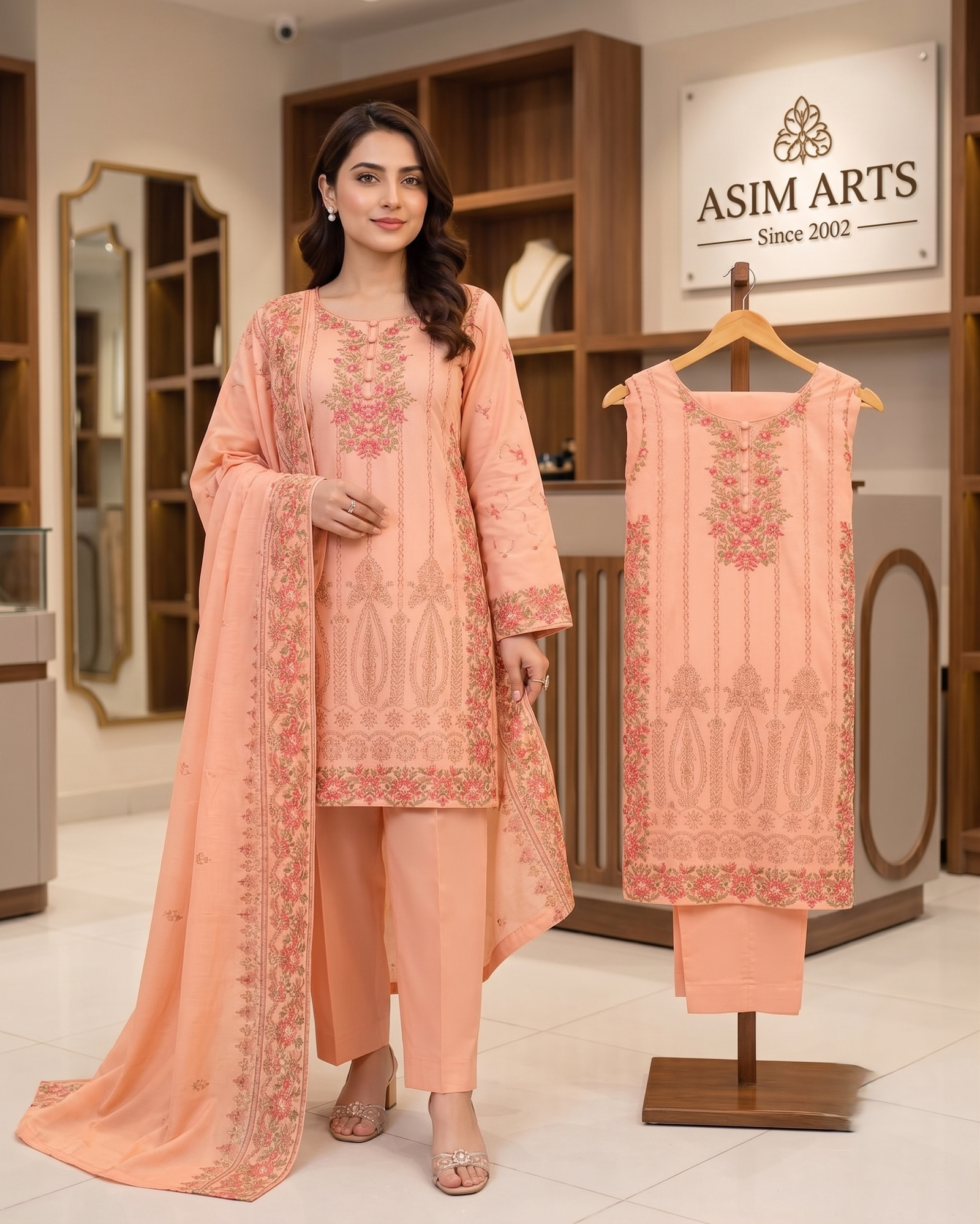 chicken kari lawn suit, lawn 3 piece suit, embroidered lawn suit, gala daman suit, monal dupatta suit, cotton trouser lawn set, summer lawn collection
