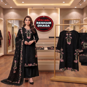 floral cotton lawn suit, ladies designer 3pc set, stitched summer lawn dress, women floral embroidered outfit, Pakistan designer lawn apparel, breathable lawn stitched wear, casual floral 3 piece suit, boutique floral lawn stock, elegant women cotton set, wholesale in Pakistan garments