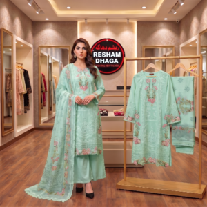 Floral Designer Stitched 3PC Cotton Lawn Suit for Ladies