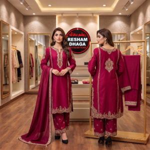 Stitched 3pc Cotton Suit Premium Embroidered Collection